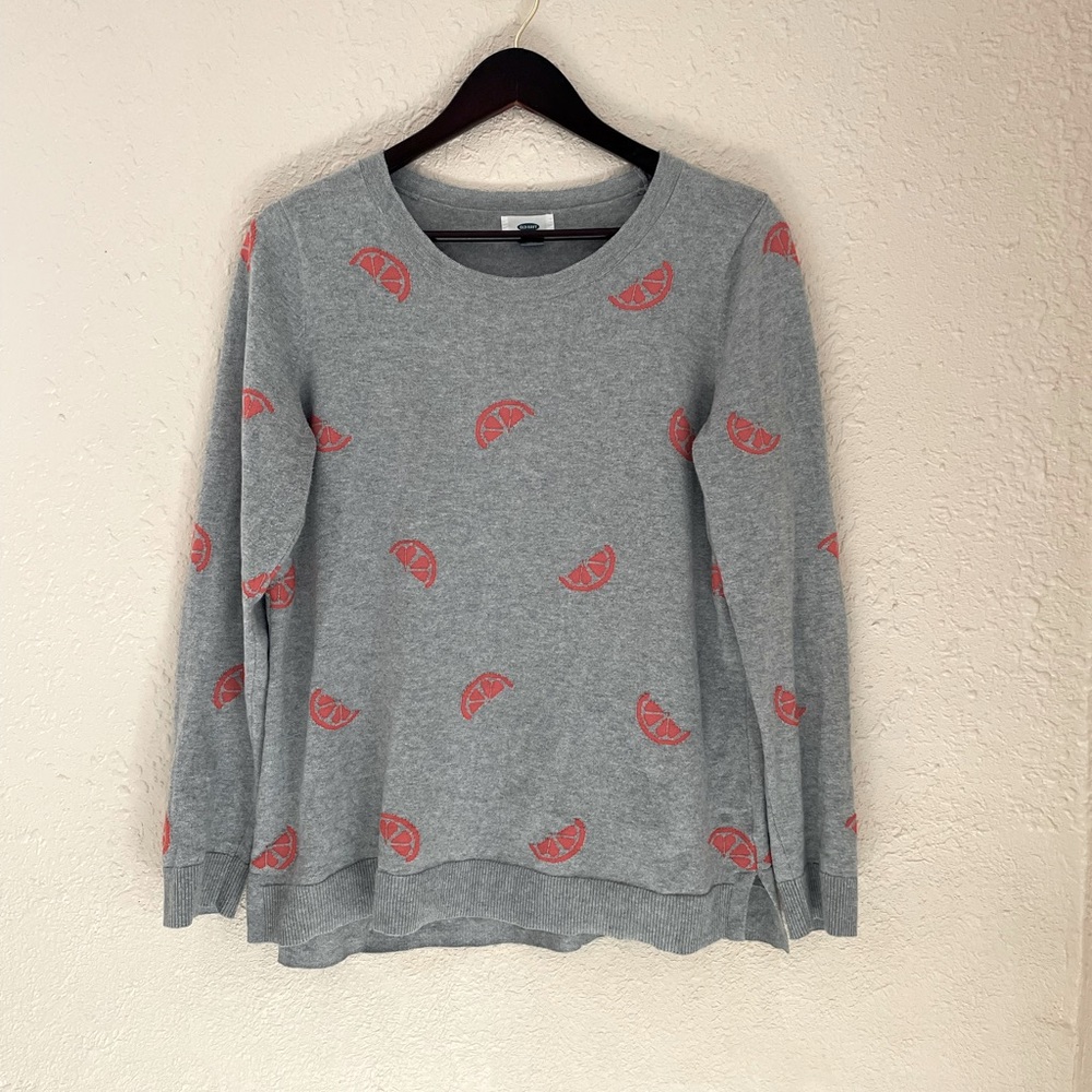 Old Navy Grey Orange Slice Women’s Sweater